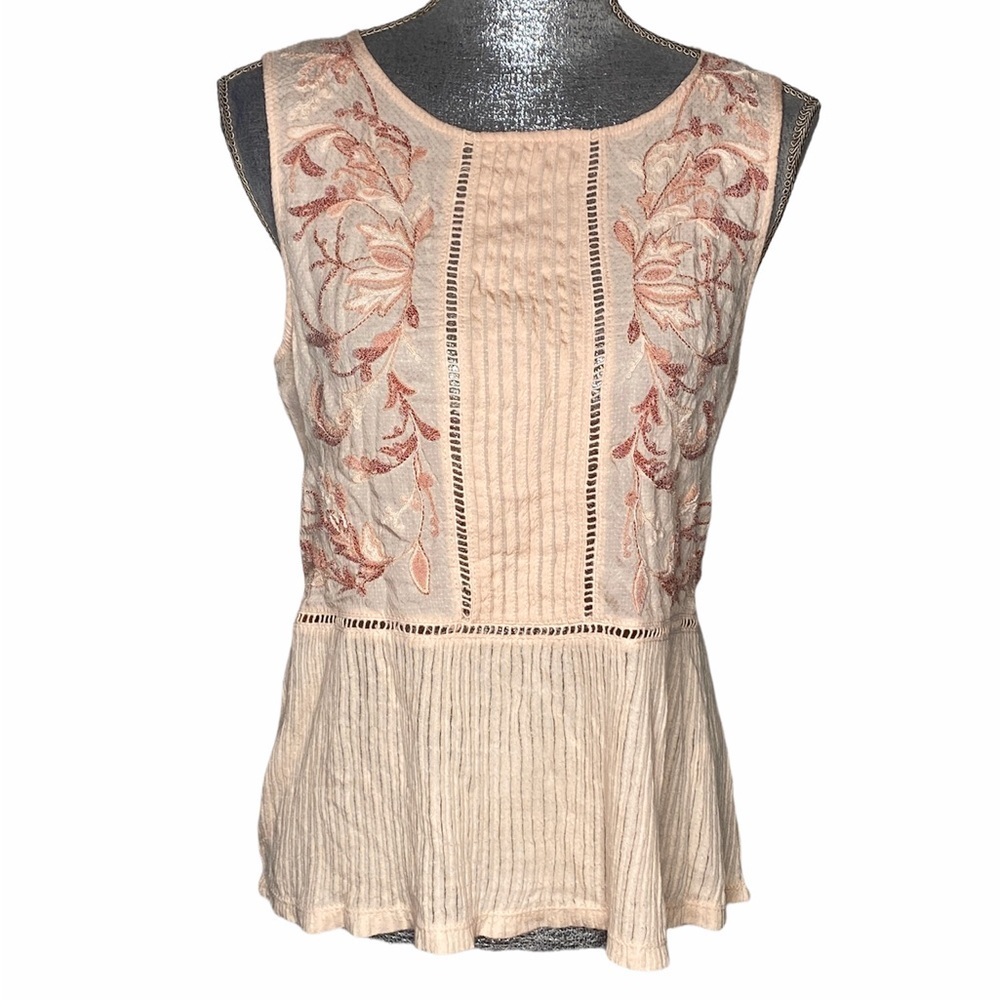 NWT!  Lucky Brand Embroidered Mix Tank top S